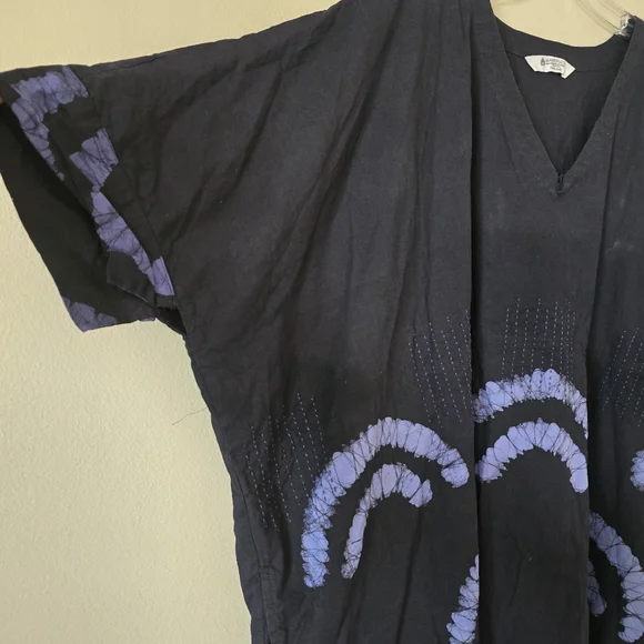 MARKET PLACE Hand Work Of India  Black and Purple Women's Tunnic One Size Cotton - Picture 4 of 9